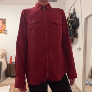 Michael Kors Women's Red Zip-Up Top